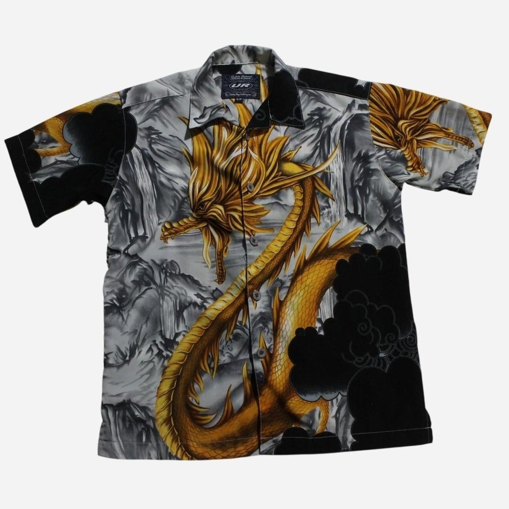 Mens Vintage Y2K Skater Streetwear Punk AOP Japanese Archive Button-up Shirt